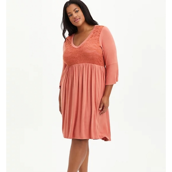 NWT TORRID 2X HI-LOW SKATER MINI DRESS SUPER SOFT RUSTY BROWN - Picture 1 of 9